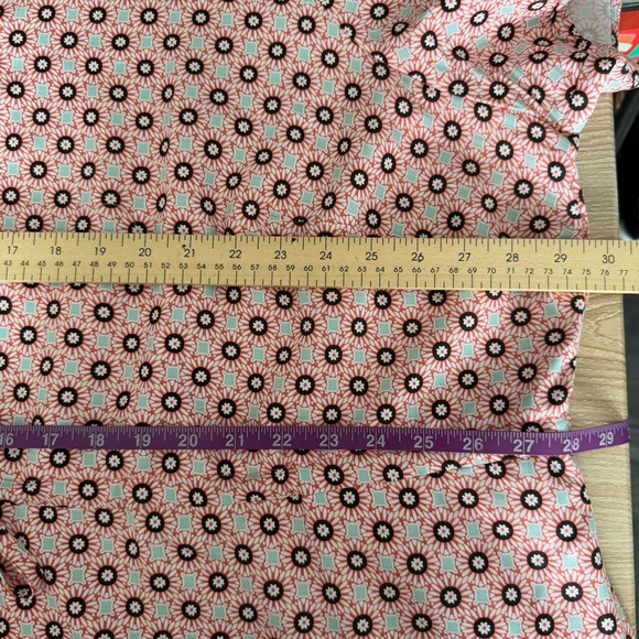 Lands’ End 3X Button Front Shirt Dress Wood Lily Medallion Tile Orange - Picture 9 of 10